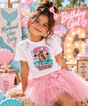 6th Birthday Girl Shirt, Mermaid Birthday Shirt, Six and Making Waves Tee, 6 Year Old Birthday Outfit, Under the Sea Mermaid Party