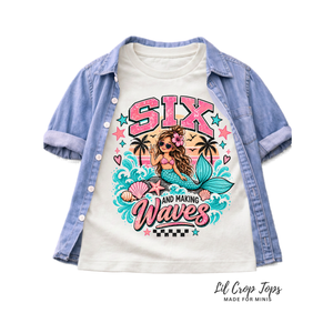 6th Birthday Girl Shirt, Mermaid Birthday Shirt, Six and Making Waves Tee, 6 Year Old Birthday Outfit, Under the Sea Mermaid Party