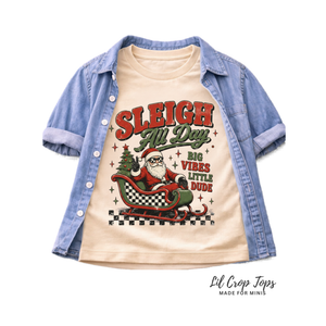 Kids Christmas Shirt, Sleigh All Day Santa Tee, Toddler Christmas Shirt, Baby Christmas Bodysuit, Little Dude Holiday Outfit