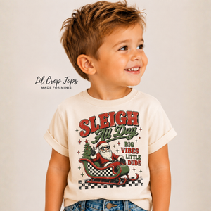 Kids Christmas Shirt, Sleigh All Day Santa Tee, Toddler Christmas Shirt, Baby Christmas Bodysuit, Little Dude Holiday Outfit