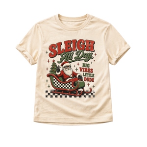Kids Christmas Shirt, Sleigh All Day Santa Tee, Toddler Christmas Shirt, Baby Christmas Bodysuit, Little Dude Holiday Outfit