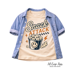 Snack Attack Shirt, Funny Kids Shirt, Popcorn Shirt, Toddler Graphic Tee, Baby Bodysuit, Snack Lover Shirt, Cute Foodie Shirt, Kids Gift