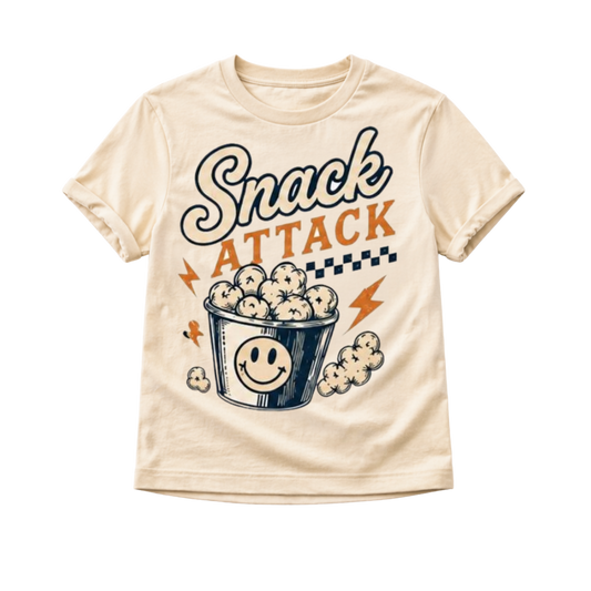 Snack Attack Shirt, Funny Kids Shirt, Popcorn Shirt, Toddler Graphic Tee, Baby Bodysuit, Snack Lover Shirt, Cute Foodie Shirt, Kids Gift