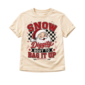 Snow Diggity Bout to Bag It Up Shirt, Funny Santa Christmas Shirt, Toddler Christmas Shirt, Baby Christmas Bodysuit, Retro Santa Tee, Holiday Gift
