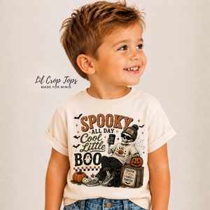 Spooky All Day Cool Little Boo Shirt, Halloween Toddler Shirt, Baby Halloween Bodysuit, Skeleton Halloween Shirt, Vintage Halloween Tee, Spooky Season Outfit