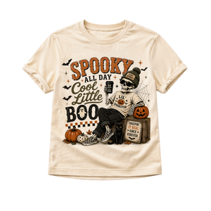 Spooky All Day Cool Little Boo Shirt, Halloween Toddler Shirt, Baby Halloween Bodysuit, Skeleton Halloween Shirt, Vintage Halloween Tee, Spooky Season Outfit