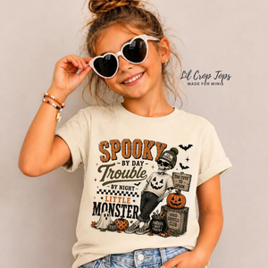 Little Monster Halloween Shirt, Spooky By Day Shirt, Toddler Skeleton Shirt, Baby Halloween Outfit, Vintage Halloween Shirt, Kids Spooky Tee