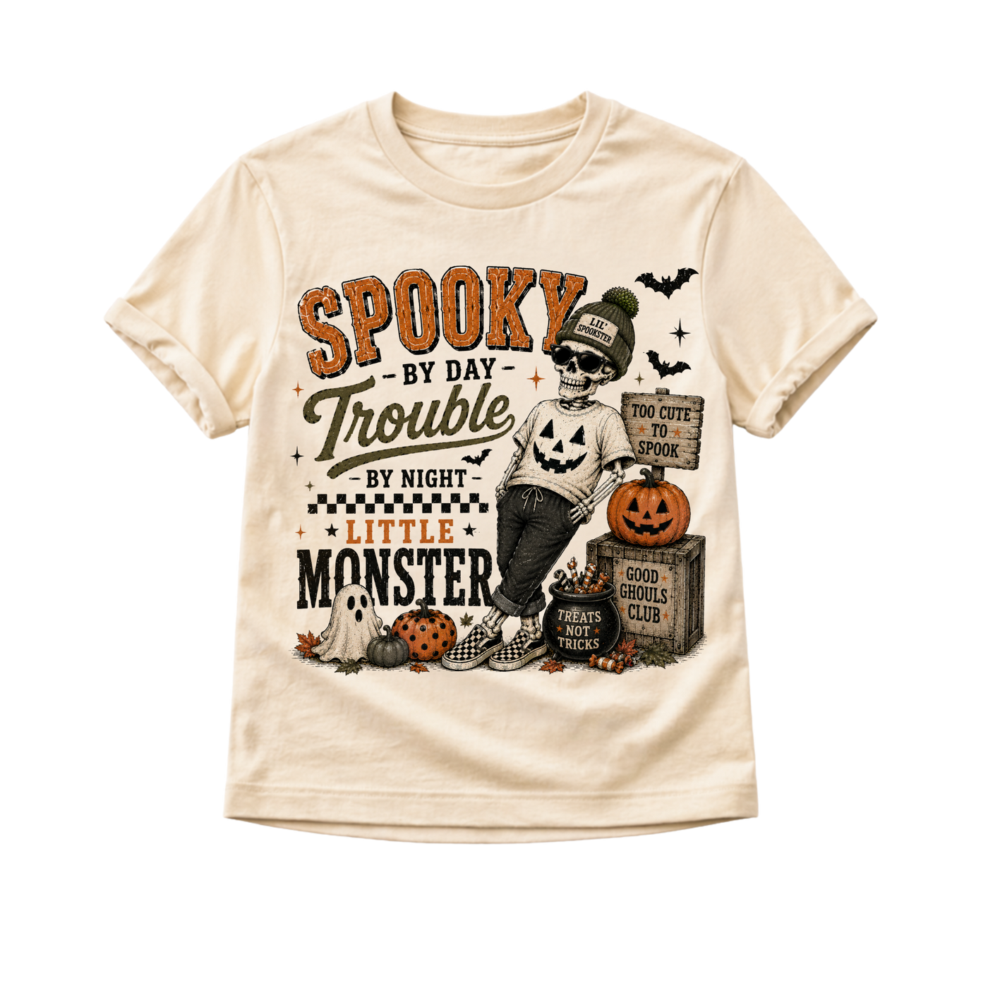 Little Monster Halloween Shirt, Spooky By Day Shirt, Toddler Skeleton Shirt, Baby Halloween Outfit, Vintage Halloween Shirt, Kids Spooky Tee