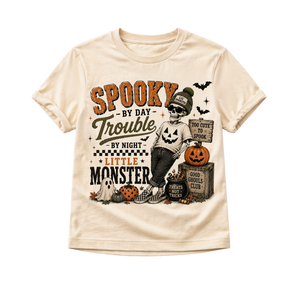 Little Monster Halloween Shirt, Spooky By Day Shirt, Toddler Skeleton Shirt, Baby Halloween Outfit, Vintage Halloween Shirt, Kids Spooky Tee