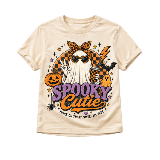 Cute Ghost Halloween Shirt for Kids, Spooky Cutie Toddler Tee, Baby Halloween Bodysuit, Girls Halloween Shirt, Retro Ghost Tee