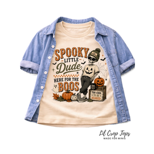Spooky Little Dude Halloween Shirt, Funny Halloween Shirt for Kids, Baby Halloween Outfit, Toddler Skeleton Shirt, Here for the Boos Tee