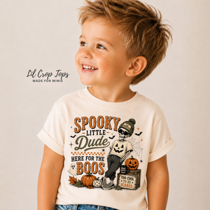 Spooky Little Dude Halloween Shirt, Funny Halloween Shirt for Kids, Baby Halloween Outfit, Toddler Skeleton Shirt, Here for the Boos Tee