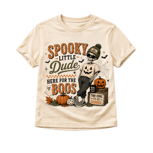 Spooky Little Dude Halloween Shirt, Funny Halloween Shirt for Kids, Baby Halloween Outfit, Toddler Skeleton Shirt, Here for the Boos Tee