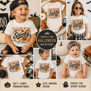 Kids Halloween Shirt, Spooky Toddler Tee, Baby Halloween Bodysuit, Retro Pumpkin Shirt, Halloween Outfit for Boys Girls