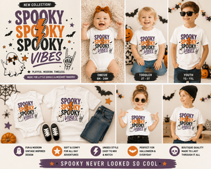 Spooky Spooky Spooky Vibes Shirt, Halloween Shirt for Kids, Toddler Halloween Shirt, Baby Halloween Bodysuit, Ghost Halloween Tee, Retro Halloween Shirt