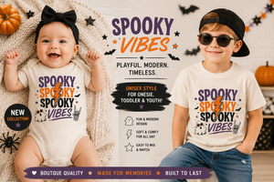 Spooky Spooky Spooky Vibes Shirt, Halloween Shirt for Kids, Toddler Halloween Shirt, Baby Halloween Bodysuit, Ghost Halloween Tee, Retro Halloween Shirt