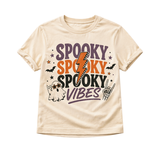 Spooky Spooky Spooky Vibes Shirt, Halloween Shirt for Kids, Toddler Halloween Shirt, Baby Halloween Bodysuit, Ghost Halloween Tee, Retro Halloween Shirt