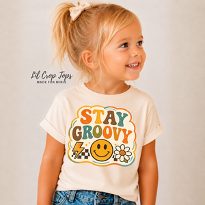 Stay Groovy Shirt, Retro Smiley Face Shirt, Toddler Graphic Tee, Boho Kids Shirt, Groovy Daisy Shirt, Vintage Rainbow Tee, Cute Kids Outfit