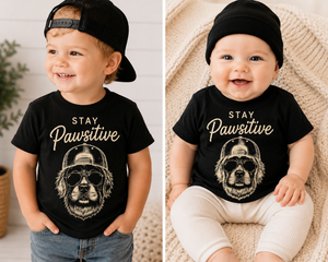 Dog Shirt for Kids, Stay Pawsitive Toddler Tee, Puppy Graphic Shirt, Baby Dog Bodysuit, Dog Lover Gift for Kids, Cute Kids T Shirt