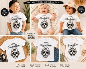 Dog Shirt for Kids, Stay Pawsitive Toddler Tee, Puppy Graphic Shirt, Baby Dog Bodysuit, Dog Lover Gift for Kids, Cute Kids T Shirt