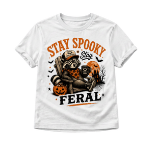 Stay Spooky Stay Feral Halloween Shirt, Funny Raccoon Shirt, Baby Halloween Outfit, Toddler Spooky Shirt, Cute Halloween Kids Tee