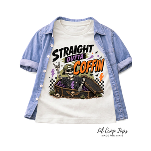 Skeleton Halloween Shirt for Kids, Funny Coffin Halloween Tee, Toddler Skeleton Shirt, Baby Halloween Bodysuit, Spooky Kids Shirt