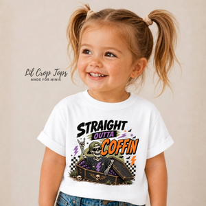 Skeleton Halloween Shirt for Kids, Funny Coffin Halloween Tee, Toddler Skeleton Shirt, Baby Halloween Bodysuit, Spooky Kids Shirt