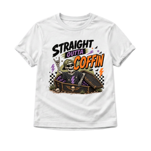 Skeleton Halloween Shirt for Kids, Funny Coffin Halloween Tee, Toddler Skeleton Shirt, Baby Halloween Bodysuit, Spooky Kids Shirt
