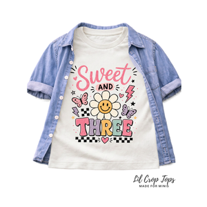 3rd Birthday Shirt for Girls, Sweet and Three Birthday Tee, Girls Third Birthday Outfit, Toddler Birthday Shirt, 3 Year Old Girl Gift