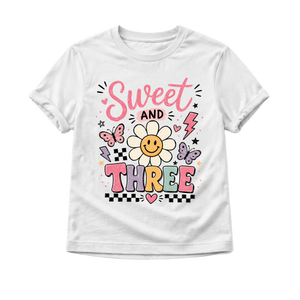 3rd Birthday Shirt for Girls, Sweet and Three Birthday Tee, Girls Third Birthday Outfit, Toddler Birthday Shirt, 3 Year Old Girl Gift