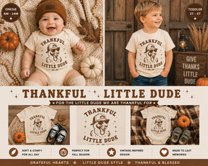 Thankful Little Dude Shirt, Toddler Thanksgiving Shirt, Baby Thanksgiving Bodysuit, Turkey Shirt for Kids, Funny Thanksgiving Outfit, Fall Graphic Tee