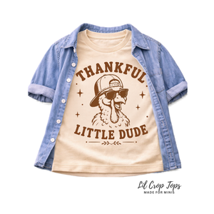 Thankful Little Dude Shirt, Toddler Thanksgiving Shirt, Baby Thanksgiving Bodysuit, Turkey Shirt for Kids, Funny Thanksgiving Outfit, Fall Graphic Tee
