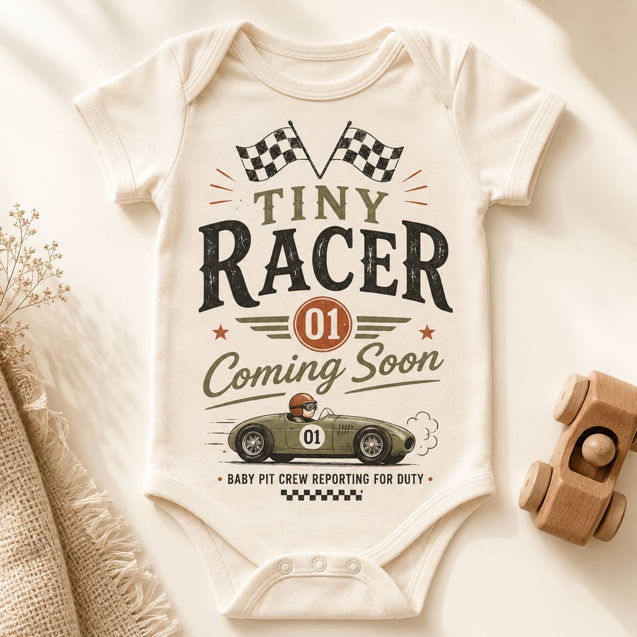 Tiny Racer Coming Soon Onesie