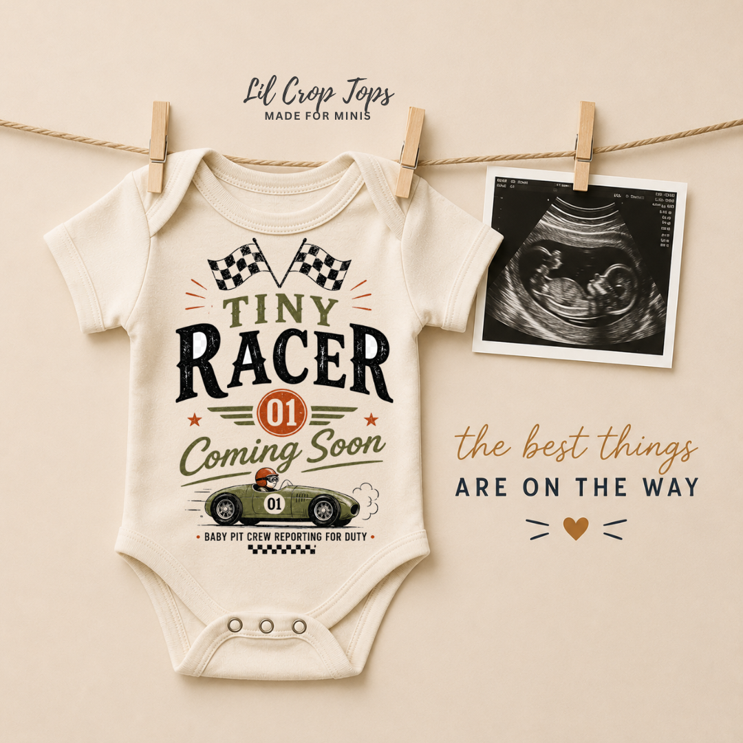 Tiny Racer Coming Soon Onesie