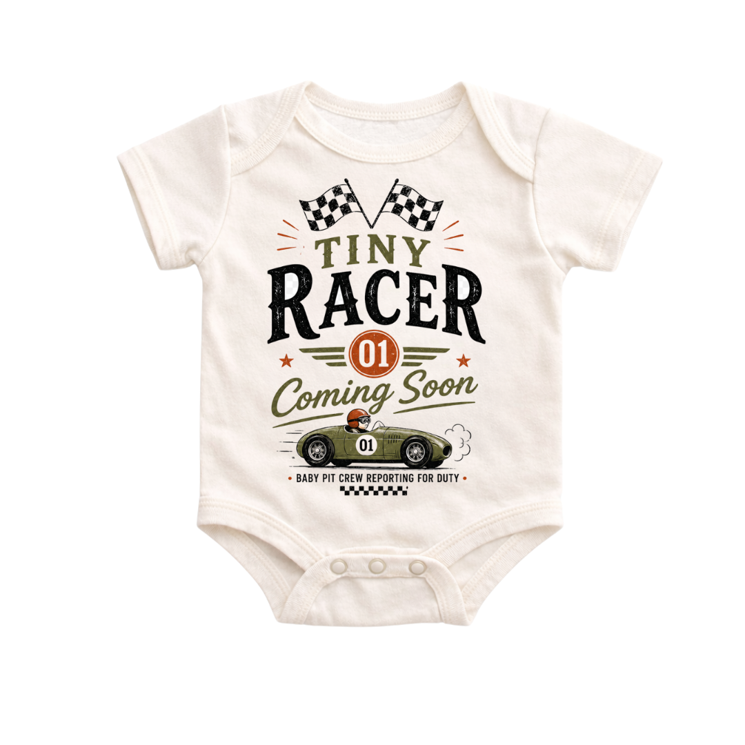 Tiny Racer Coming Soon Onesie