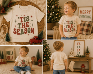 Tis the Season Kids Christmas Shirt, Toddler Christmas Tee, Baby Christmas Bodysuit, Retro Holiday Shirt, Christmas Outfit for Kids