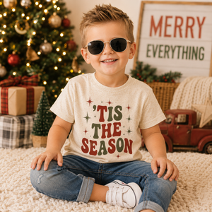 Tis the Season Kids Christmas Shirt, Toddler Christmas Tee, Baby Christmas Bodysuit, Retro Holiday Shirt, Christmas Outfit for Kids