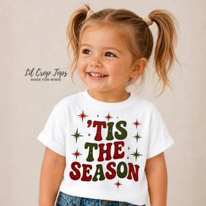 Tis the Season Kids Christmas Shirt, Toddler Christmas Tee, Baby Christmas Bodysuit, Retro Holiday Shirt, Christmas Outfit for Kids