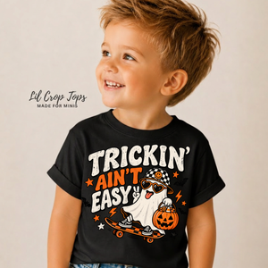 Kids Halloween Shirt, Trickin Ain't Easy Shirt, Toddler Halloween Shirt, Cute Ghost Tee, Boys Girls Halloween Shirt, Spooky Season Tee