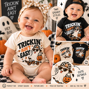 Kids Halloween Shirt, Trickin Ain't Easy Shirt, Toddler Halloween Shirt, Cute Ghost Tee, Boys Girls Halloween Shirt, Spooky Season Tee
