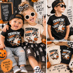 Kids Halloween Shirt, Trickin Ain't Easy Shirt, Toddler Halloween Shirt, Cute Ghost Tee, Boys Girls Halloween Shirt, Spooky Season Tee
