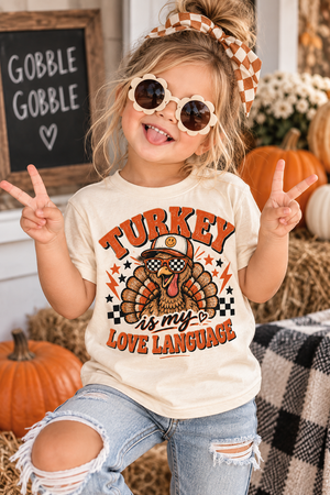 Thanksgiving Kids Shirt, Turkey Is My Love Language Shirt, Toddler Thanksgiving Tee, Baby Turkey Onesie, Boys Girls Thanksgiving Shirt
