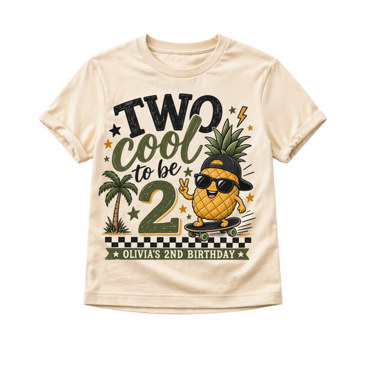 2nd Birthday Shirt, Two Cool Birthday Shirt, Personalized 2nd Birthday Outfit, Toddler Birthday Tee, Pineapple Birthday Shirt