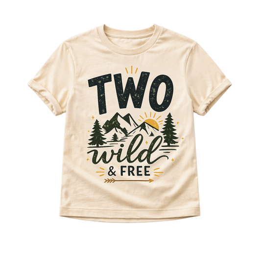 Two Wild Birthday Shirt, 2nd Birthday Shirt, Two Wild and Free Outfit, Second Birthday Boy Shirt, Woodland Birthday Shirt, Adventure Birthday Tee