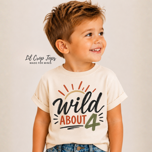 4th Birthday Shirt Boy, Wild About Four Shirt, 4 Year Old Birthday Tee, Boys Fourth Birthday Outfit, Toddler Birthday Shirt