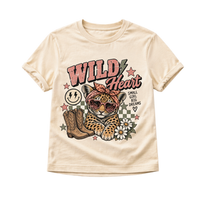 Leopard Shirt for Girls, Wild Heart Toddler Tee, Baby Leopard Bodysuit, Cowgirl Kids Shirt, Western Girl Outfit, Animal Lover Gift