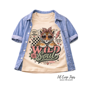 Tiger Shirt for Girls, Wild Soul Kids Shirt, Toddler Tiger Tee, Baby Girl Tiger Shirt, Retro Animal Graphic Tee, Wild Child Gift