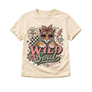 Tiger Shirt for Girls, Wild Soul Kids Shirt, Toddler Tiger Tee, Baby Girl Tiger Shirt, Retro Animal Graphic Tee, Wild Child Gift