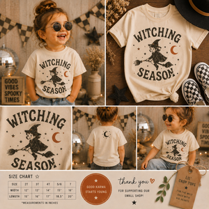 Witch Halloween Shirt for Kids, Witching Season Toddler Tee, Baby Halloween Bodysuit, Vintage Witch Shirt, Spooky Kids Halloween Outfit