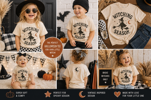 Witch Halloween Shirt for Kids, Witching Season Toddler Tee, Baby Halloween Bodysuit, Vintage Witch Shirt, Spooky Kids Halloween Outfit